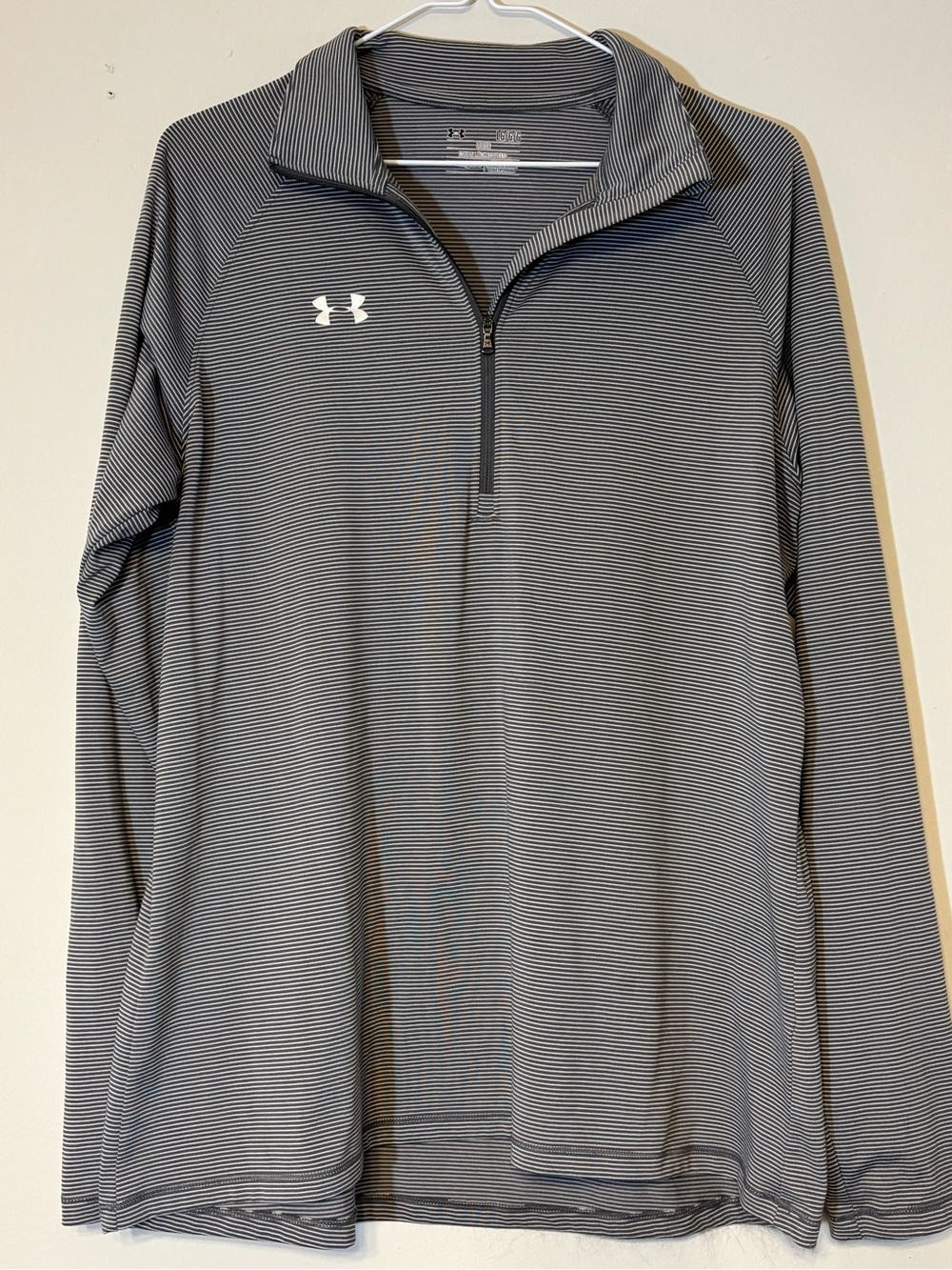 LG Striped Gray and White Quarter-Zip Pullover
